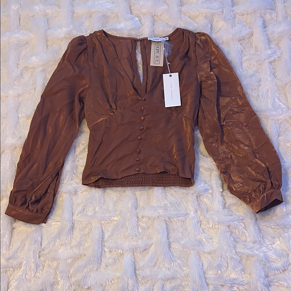 Lush Brown Button-Up Blouse vintage